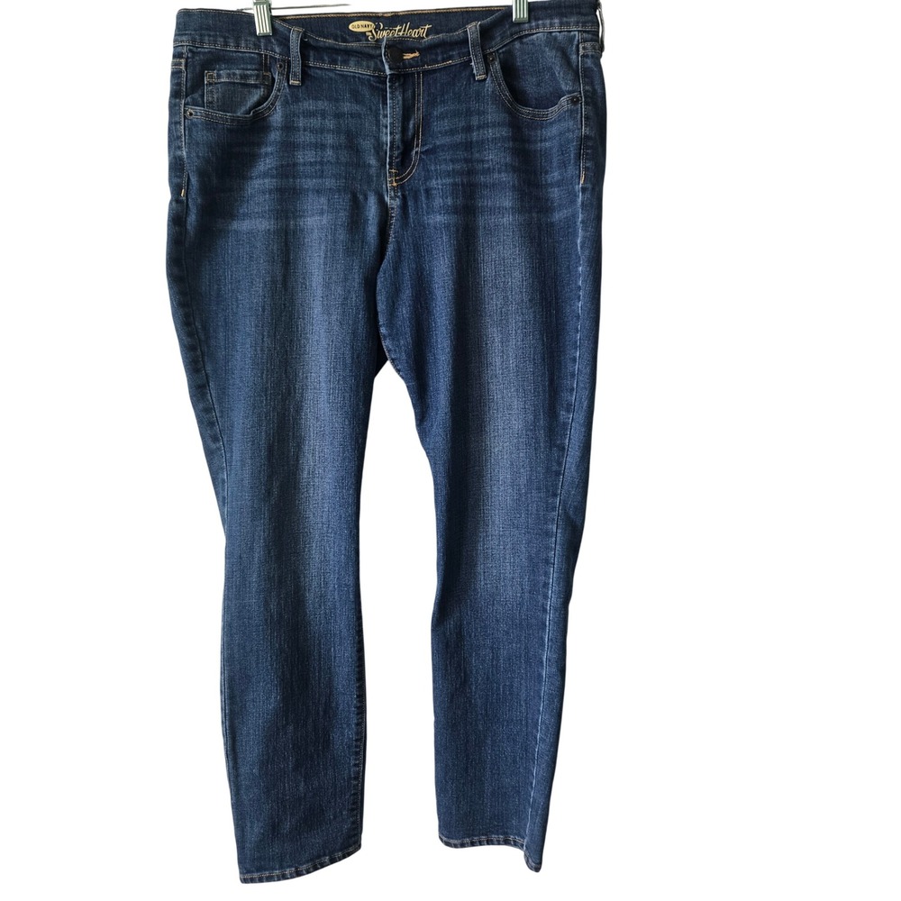Old Navy Sweetheart Straight Leg Jeans Womens 14 Regular Medium Wash Blue Denim
